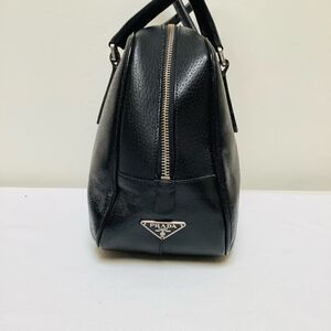 VINTAGE PRADA BOWLING BAG BOSTON BAG BLACK LEATHER EUC SHOULDER BAG PERFECTION